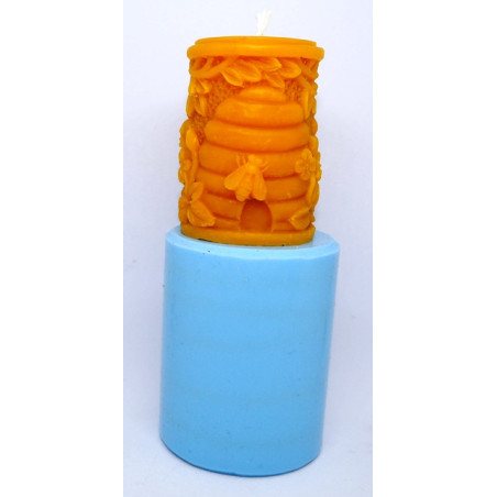 Sviečka valec s tromi úlikmí a včielkami postupne vyletujú -  forma, rozmer 65 x 45 mm, váha 75 g - forma 14 €