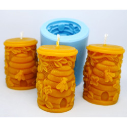 Sviečka valec s tromi úlikmí a včielkami postupne vyletujú -  forma, rozmer 65 x 45 mm, váha 75 g - forma 14 €