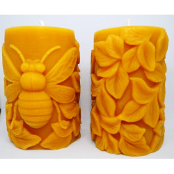 Včela - sviečka valec - včelí vosk - rozmer 100 x 70 mm, váha 275 g, forma 19 €
