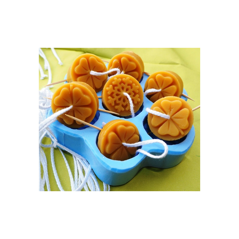 Štvorlistok a vločka - silikónova forma na 7 ks čajové sviečky