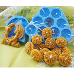 Snehová vločka a Vianočný stromček - silikónová forma na 8ks čajové sviečky vločka a 4ks stromček