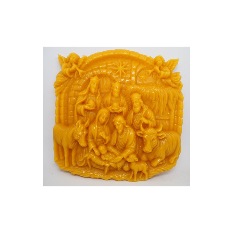 Betlehem - plaketa - včelí vosk, rozmer 140 x 140 x 15 mm, váha 140 g, forma 17 €