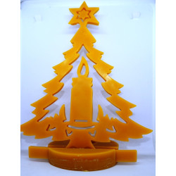 Vianočný stromček so sviečkou so stojanom a bez stojana - včelí vosk , rozmer 240 x 160 x 7 mm, váha 85 g