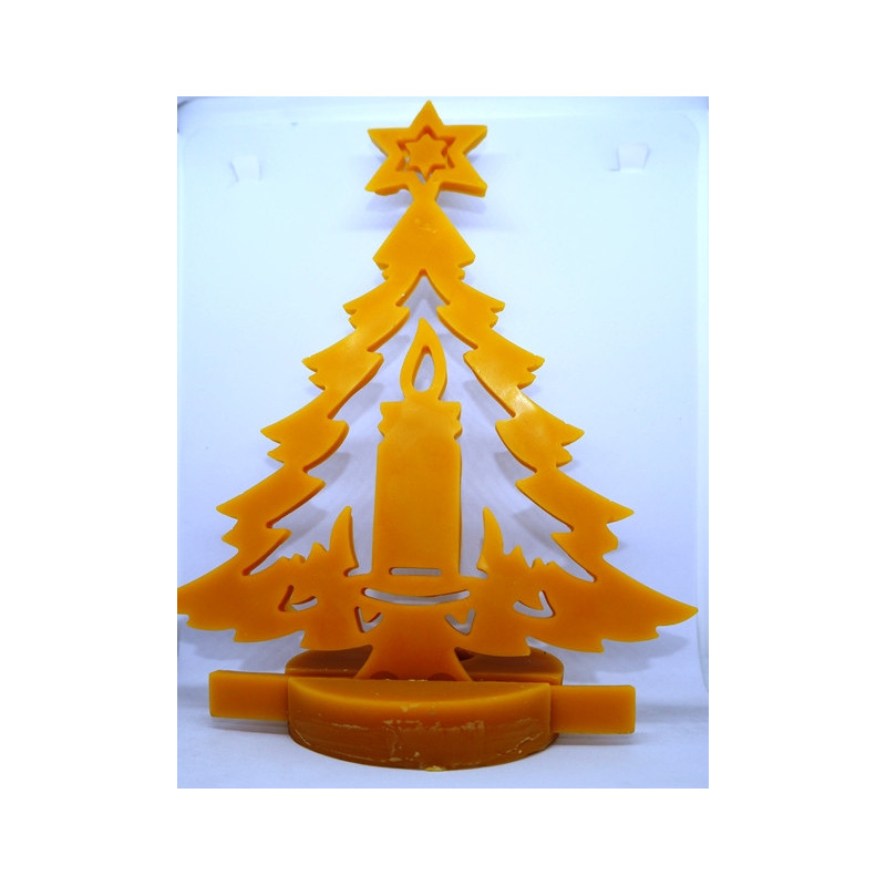 Vianočný stromček so sviečkou so stojanom a bez stojana - včelí vosk , rozmer 240 x 160 x 7 mm, váha 85 g