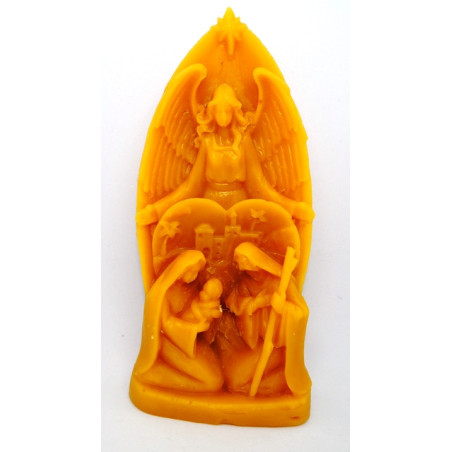 Vianočný stromček nad chalúpkou - sviečka - včelí vosk -rozmer 130 x 60 mm, váha 130 g + anjelský Betlehem - grátis