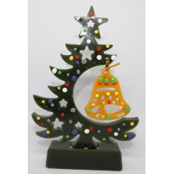 Vianočný stromček so zvončekom - včelí vosk ozdobený - dekorácia vhodná na prestretý Vianočný stôl