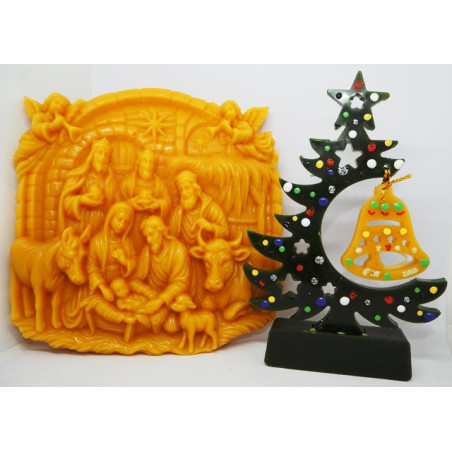 Betlehem s vianočným stromčekom - Vianočná dekorácia - včelí vosk