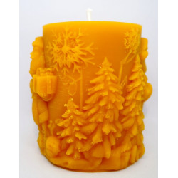 Mikuláš s balíčkom - sviečka valec - včelí vosk - rozmer 80 x 65 mm, váha 240 g , forma včelí vosk 19 €