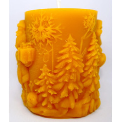 Mikuláš s balíčkom - sviečka valec - včelí vosk - rozmer 80 x 65 mm, váha 240 g , forma včelí vosk 19 €