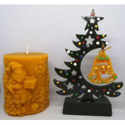 Vianočná sviečka so stromčekom - včelí vosk -dekorácia na Vianočný stôl