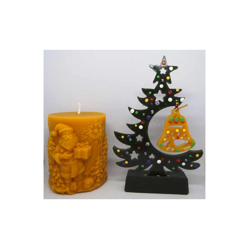 Vianočná sviečka so stromčekom - včelí vosk -dekorácia na Vianočný stôl
