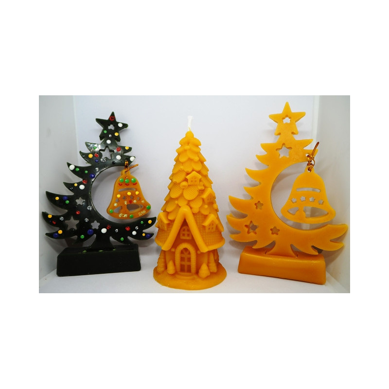 Vianočné stromčeky sada - včelí vosk - dekorácia na vianočný stôl