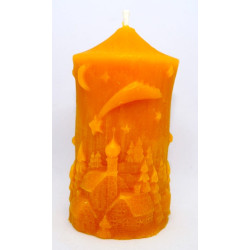 Zimná krajinka - sviečka - včelí vosk, - rozmer odliatku 95 x50 mm , váha 125 g