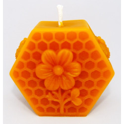Sviečka šesťhran s kvetinkou a včielkami so vzorom plastu, rozmer 65 x55 mm, váha 100 g, forma 16 €