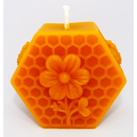Sviečka šesťhran s kvetinkou a včielkami so vzorom plastu, rozmer 65 x55 mm, váha 100 g, forma 16 €