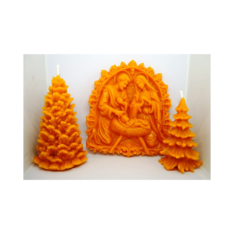 Jasličky - plaketa včelí vosk so stromčekmi - dekorácia - včelí vosk, váha spolu 320 g