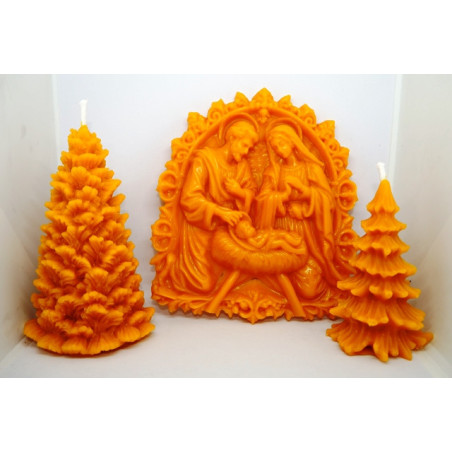 Jasličky - plaketa včelí vosk so stromčekmi - dekorácia - včelí vosk, váha spolu 320 g