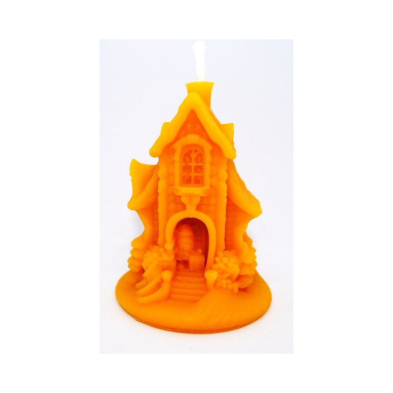 Domček s Mikulášom . sviečka - včelí vosk - rozmer 80 x 55 mm, váha 50 g, forma 16 €