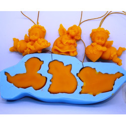 Anjeliky dekorácia 3 ks - silikónová forma - vhodné ako Vianočné ozdoby spolu 55 g včelieho vosku, forma 22 €,