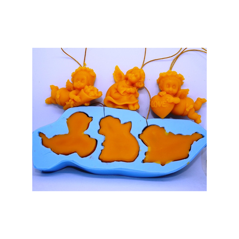 Anjeliky dekorácia 3 ks - silikónová forma - vhodné ako Vianočné ozdoby spolu 55 g včelieho vosku, forma 22 €,