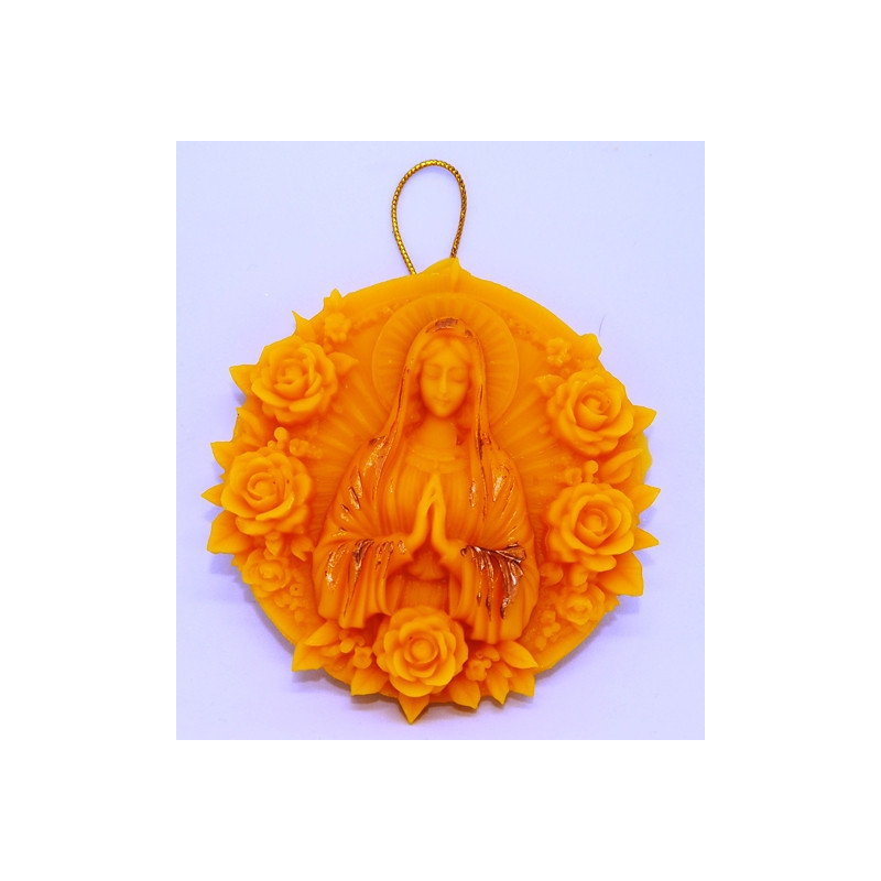 Panna Mária modliaca s  piatimi ružičkami - plaketa - včelí vosk, rozmer 80 x 80 mm, váha 30 g, forma 6 €