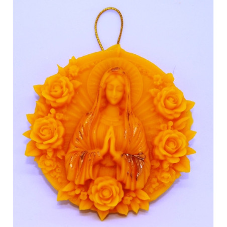 Panna Mária modliaca s  piatimi ružičkami - plaketa - včelí vosk, rozmer 80 x 80 mm, váha 30 g, forma 6 €