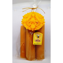 Sviečky včelí vosk 4 ks - rozmer 150 x 39 mm, váha 565 g + plaketa PM - grátis