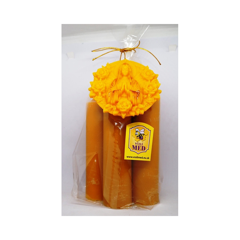 Sviečky včelí vosk 4 ks - rozmer 150 x 39 mm, váha 565 g + plaketa PM - grátis