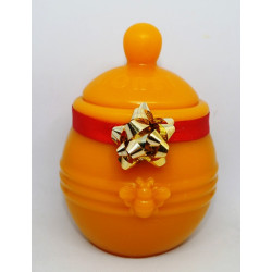 Darček - Nádobka s medom  - včelí vosk + 200 g kvetový med  -vhodná ako darček pre pracovný kolektív a priateľov váha spolu 420