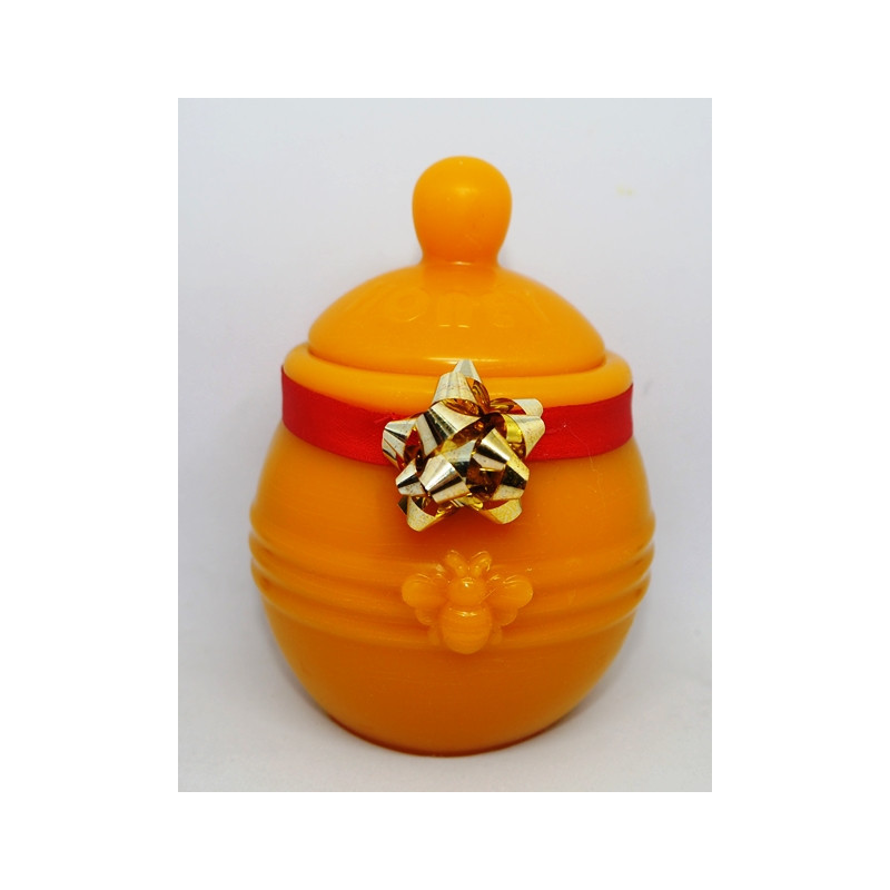 Darček - Nádobka s medom  - včelí vosk + 200 g kvetový med  -vhodná ako darček pre pracovný kolektív a priateľov váha spolu 420