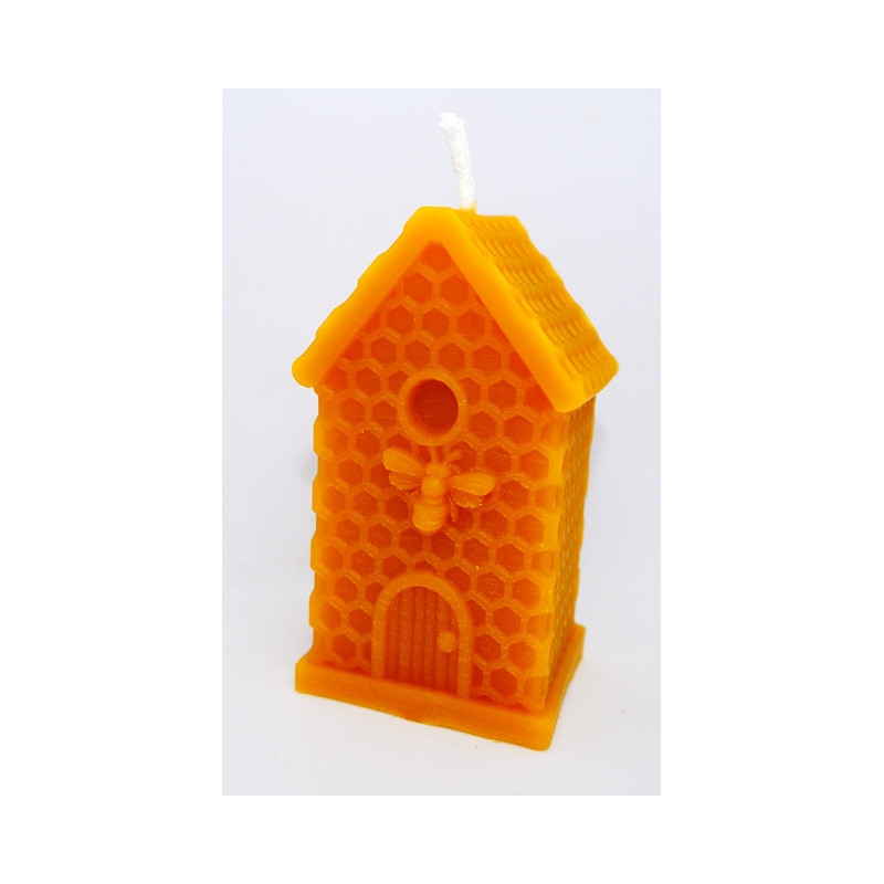Úlik s včielkou - šikmou strechou -včelí vosk -sviečka - rozmer 80 x 45 x 40 mm, váha 110 g , forma 17 €
