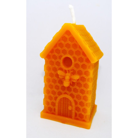 Úlik s včielkou - šikmou strechou -včelí vosk -sviečka - rozmer 80 x 45 x 40 mm, váha 110 g , forma 17 €