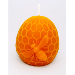 Veľkonočné vajíčko s včielkou na medzistienke - sviečka včelí vosk - rozmer 70 x 70 mm, váha 120 g