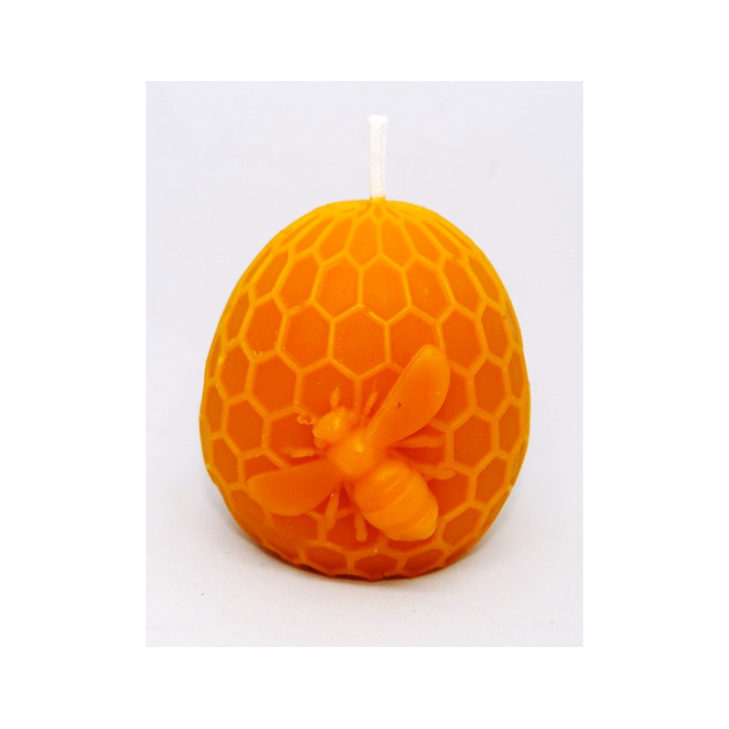 Veľkonočné vajíčko s včielkou na medzistienke - sviečka včelí vosk - rozmer 70 x 70 mm, váha 120 g