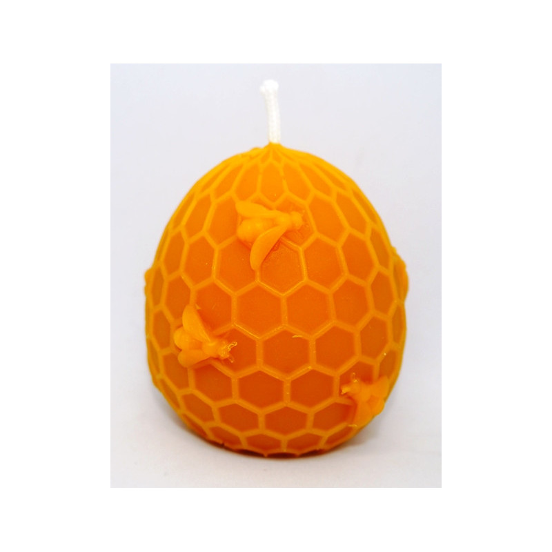 Veľkonočné vajíčko s včielkami na medzistienke - sviečka včelí vosk - rozmer 70 x 70 mm, váha 125 g , forma 17 €