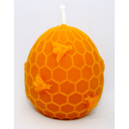 Veľkonočné vajíčko s včielkami na medzistienke - sviečka včelí vosk - rozmer 70 x 70 mm, váha 125 g , forma 17 €