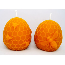 Veľkonočné vajíčka s včielkami na medzistienke - sviečky včelí vosk - rozmer 70 x 70 mm, váha 245 g