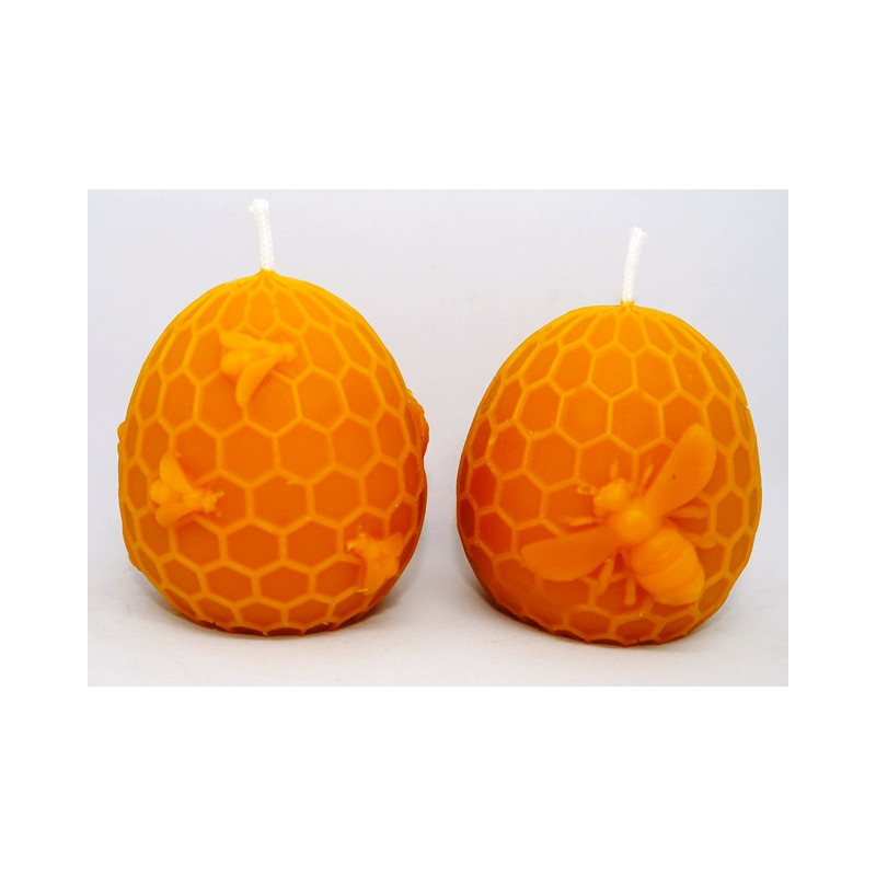 Veľkonočné vajíčka s včielkami na medzistienke - sviečky včelí vosk - rozmer 70 x 70 mm, váha 245 g
