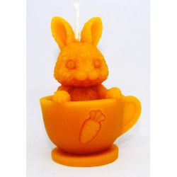 Zajačik v šálke - sviečka včelí vosk - rozmer 90 x 60 mm, váha 65 g, forma 13 €