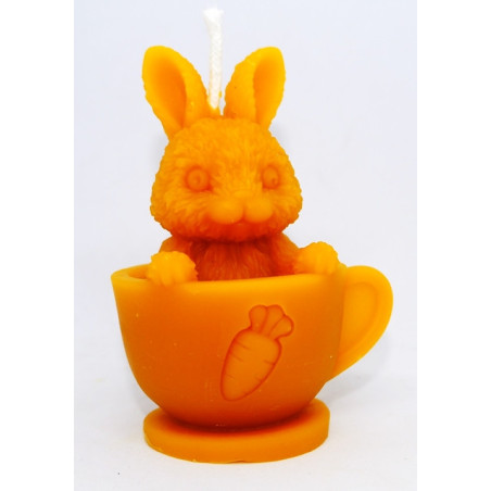 Zajačik v šálke - sviečka včelí vosk - rozmer 90 x 60 mm, váha 65 g, forma 13 €