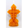 Krížik s ružičkami - sviečka včelí vosk - rozmer 90 x 55 x 30 mm, váha 55 g, forma 10 €