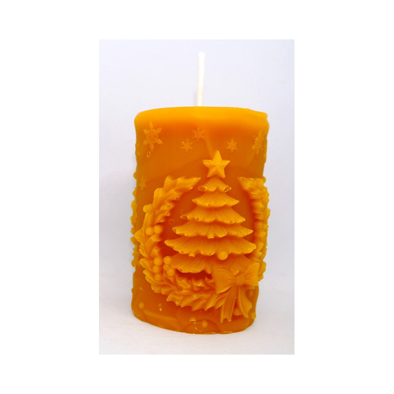 Vianočný stromček s hviezdou a mašľou - sviečka včelí vosk rozmer 85 x55 mm, váha 170 g , forma 17 €
